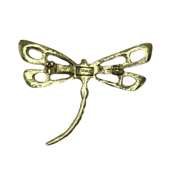 Monet Dragonfly Brooch Multi Color Rhinestone Enamel Gold Tone Vintage Brooch - Picture 5 of 7